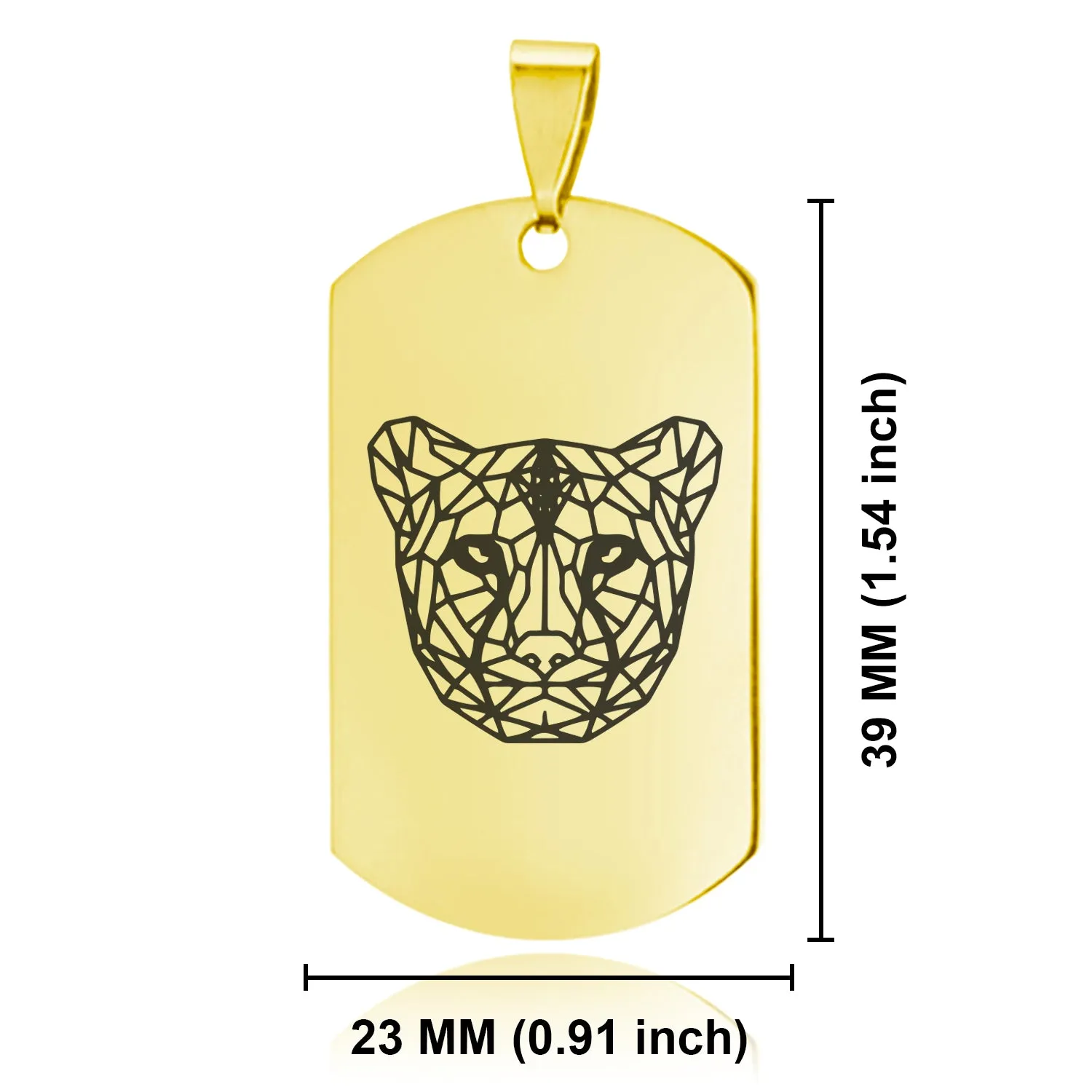 Stainless Steel Geometric Polygon Cheetah Dog Tag Pendant
