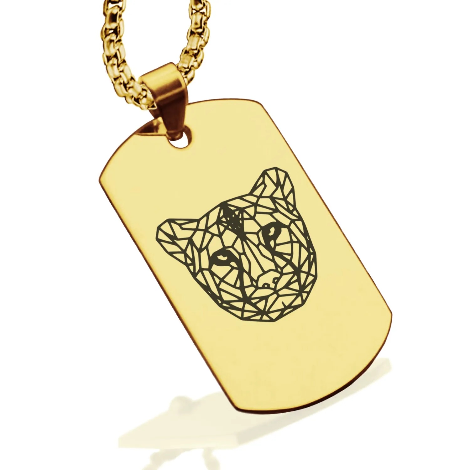 Stainless Steel Geometric Polygon Cheetah Dog Tag Pendant