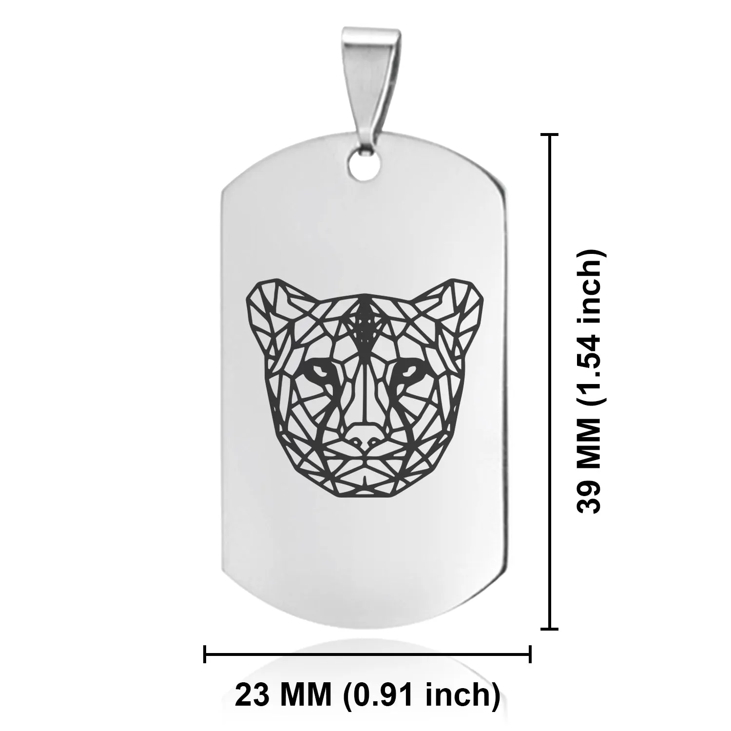 Stainless Steel Geometric Polygon Cheetah Dog Tag Pendant