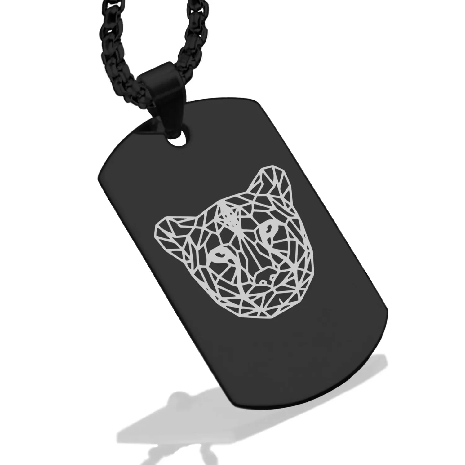 Stainless Steel Geometric Polygon Cheetah Dog Tag Pendant