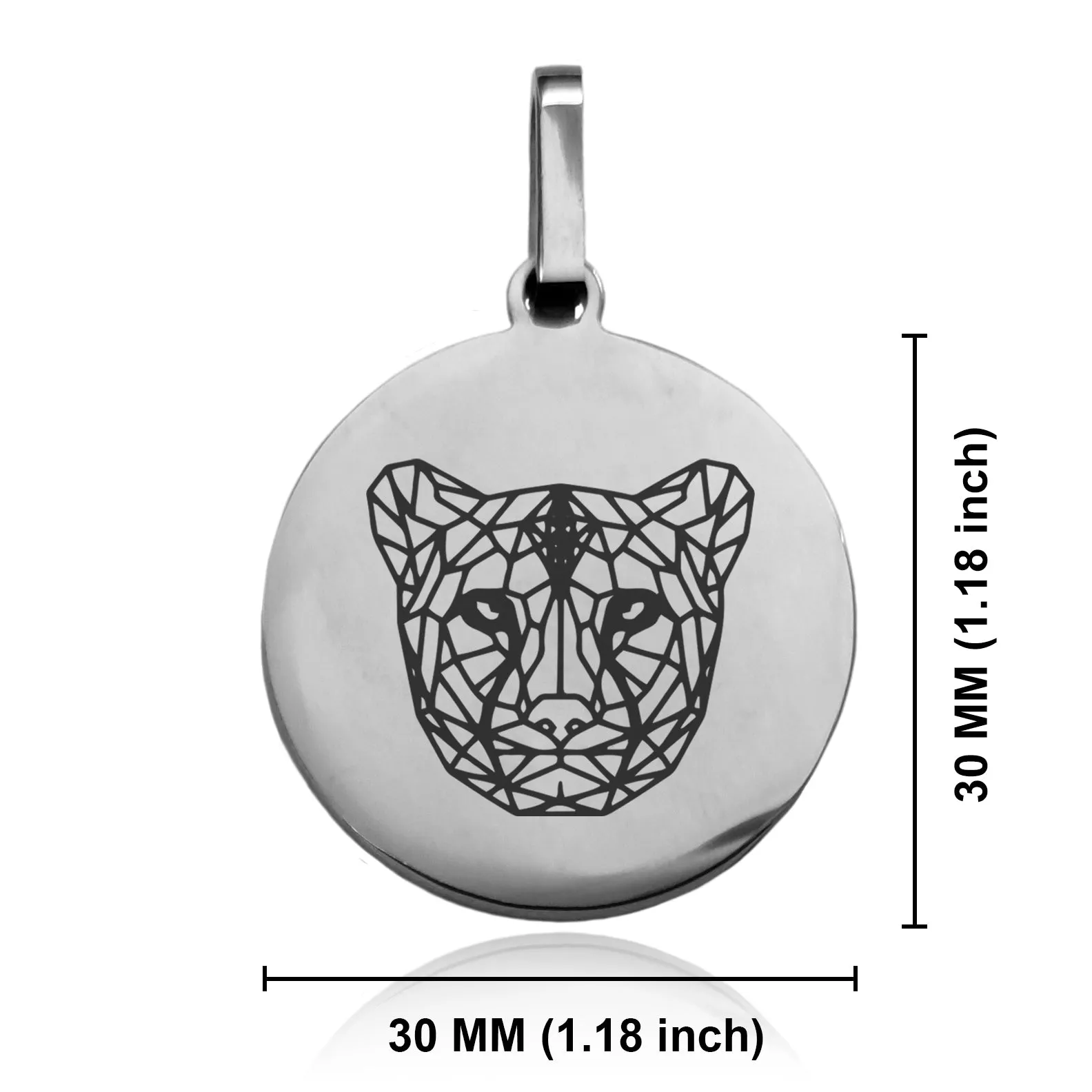 Stainless Steel Geometric Polygon Cheetah Round Medallion Keychain