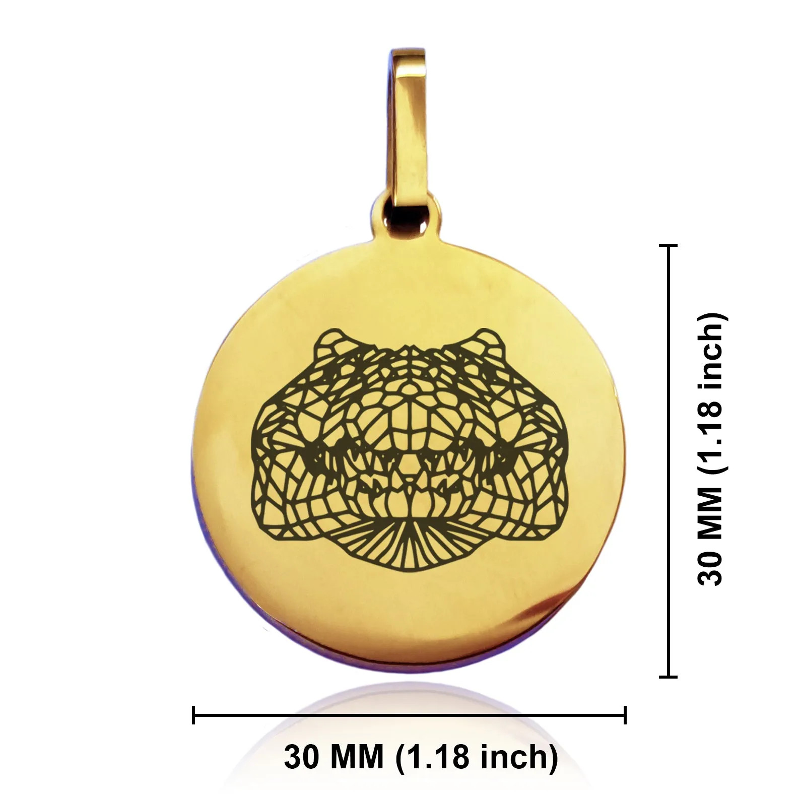 Stainless Steel Geometric Polygon Crocodile Round Medallion Keychain