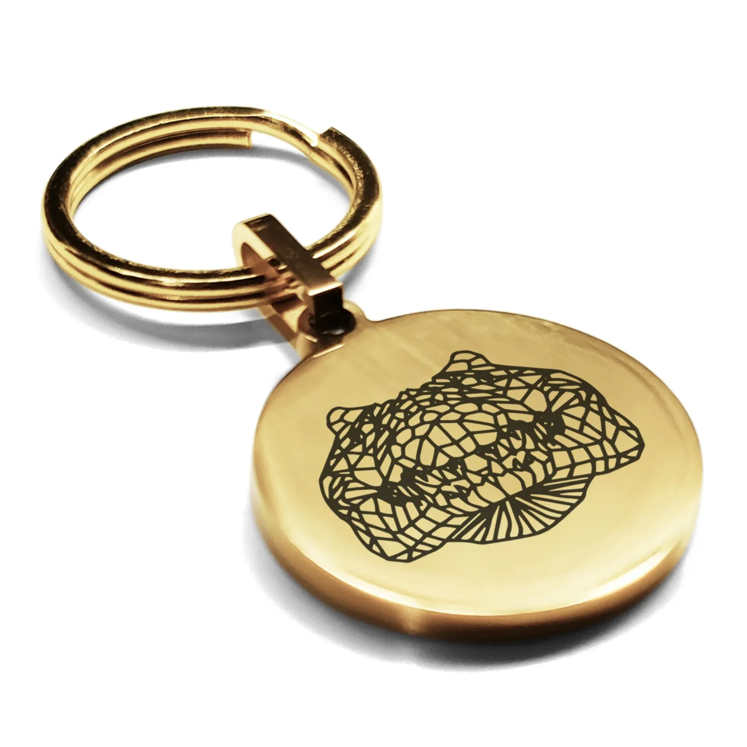 Stainless Steel Geometric Polygon Crocodile Round Medallion Keychain