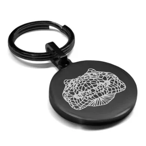 Stainless Steel Geometric Polygon Crocodile Round Medallion Keychain