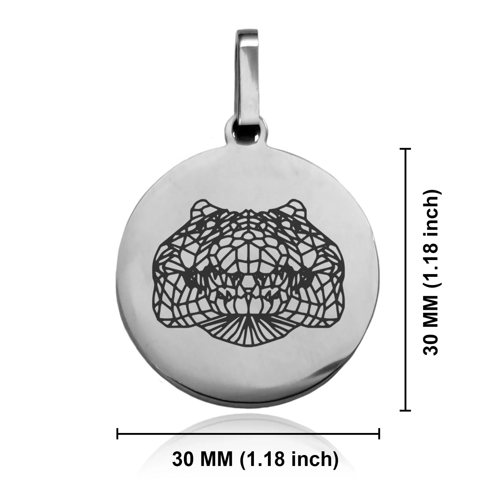 Stainless Steel Geometric Polygon Crocodile Round Medallion Keychain