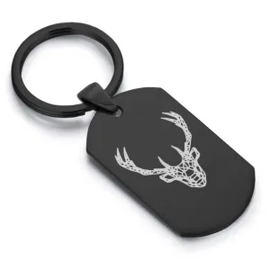 Stainless Steel Geometric Polygon Deer Dog Tag Keychain