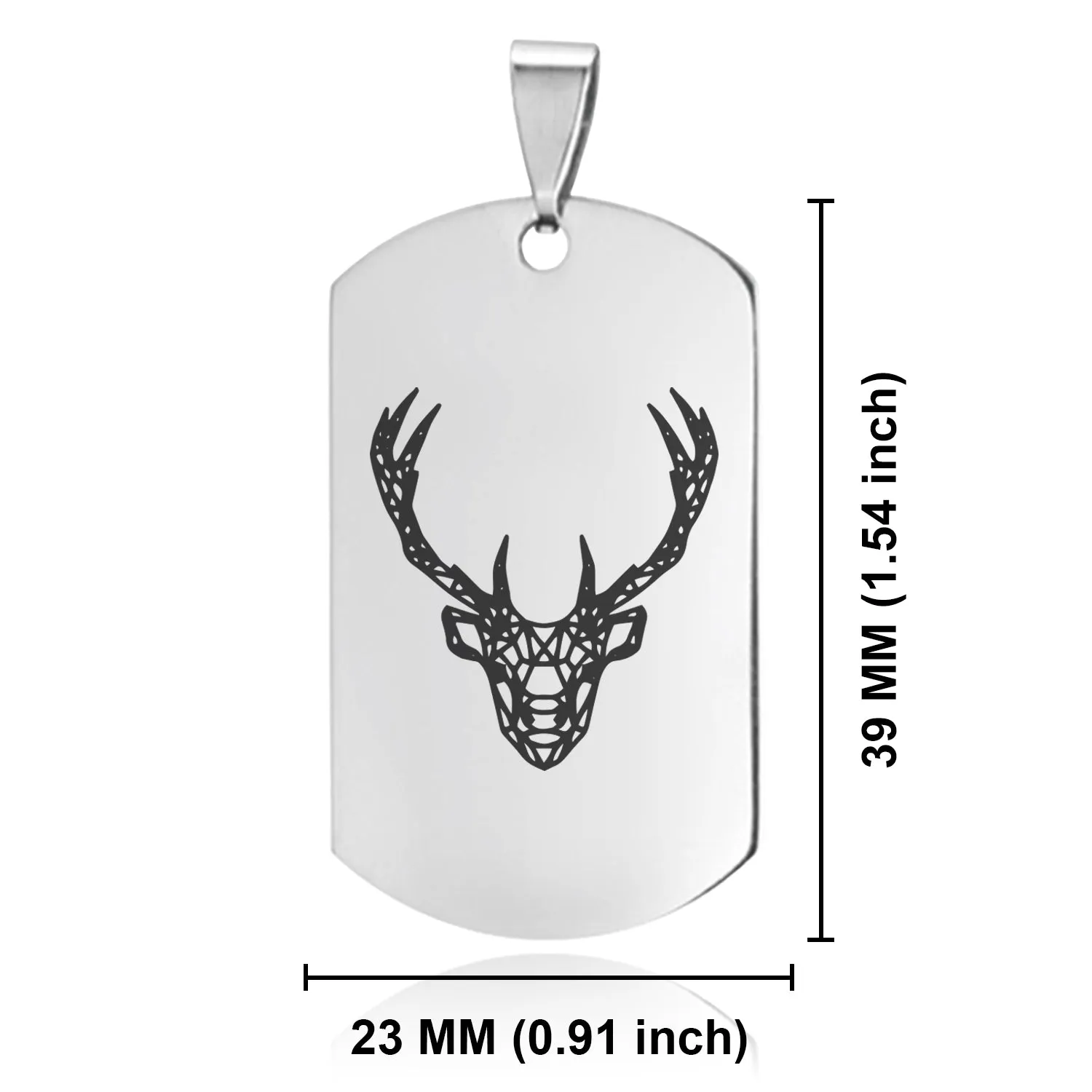 Stainless Steel Geometric Polygon Deer Dog Tag Keychain