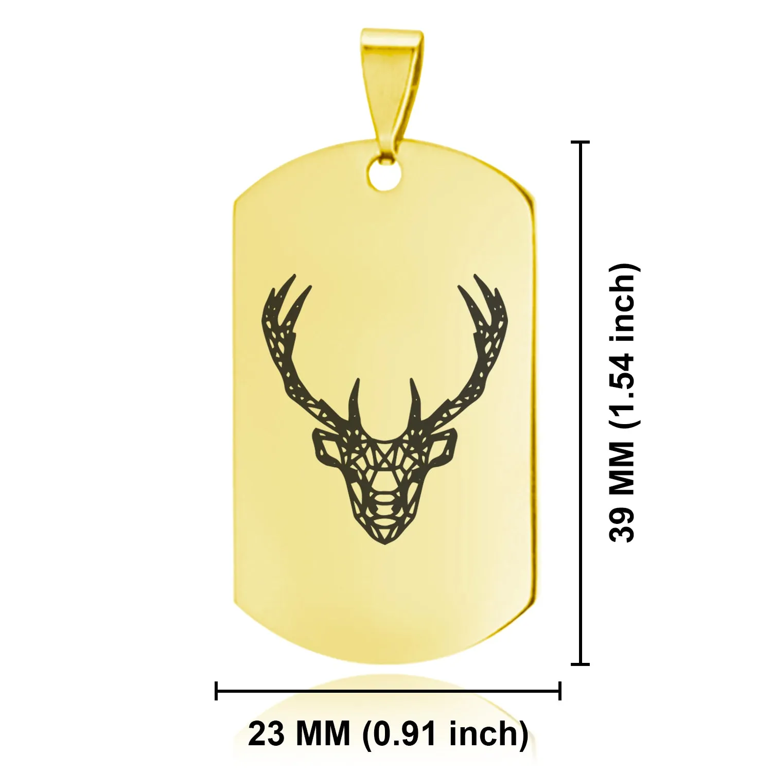 Stainless Steel Geometric Polygon Deer Dog Tag Keychain
