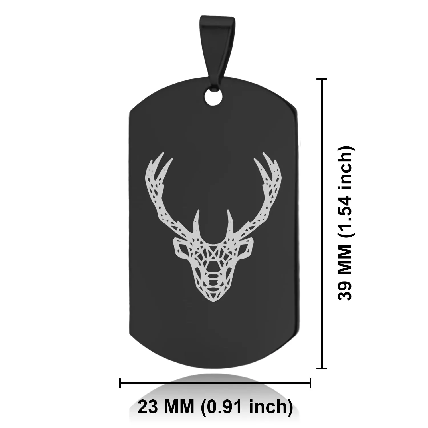 Stainless Steel Geometric Polygon Deer Dog Tag Keychain