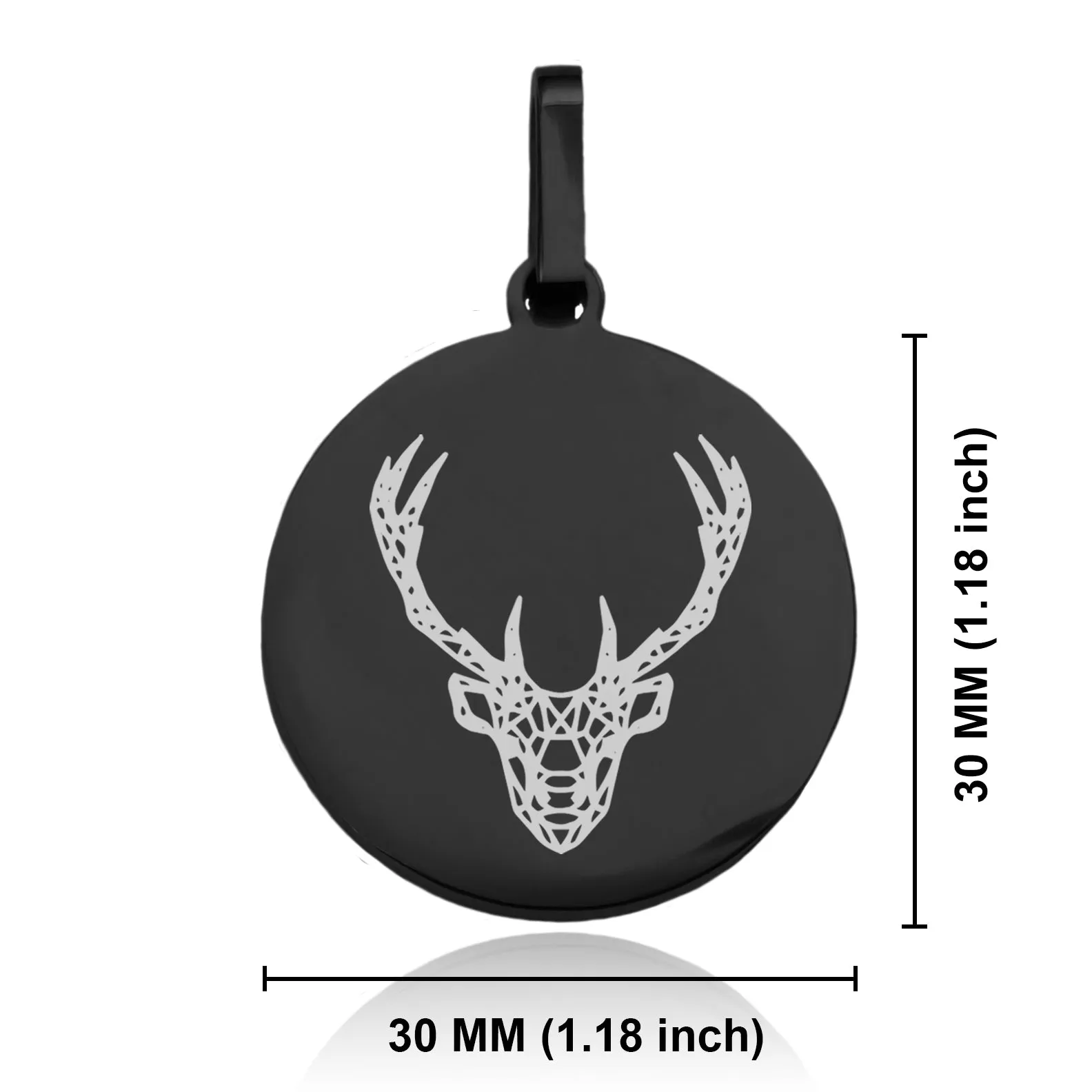 Stainless Steel Geometric Polygon Deer Round Medallion Keychain