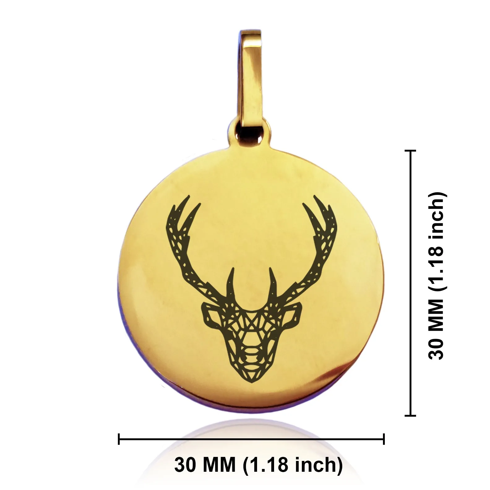Stainless Steel Geometric Polygon Deer Round Medallion Pendant