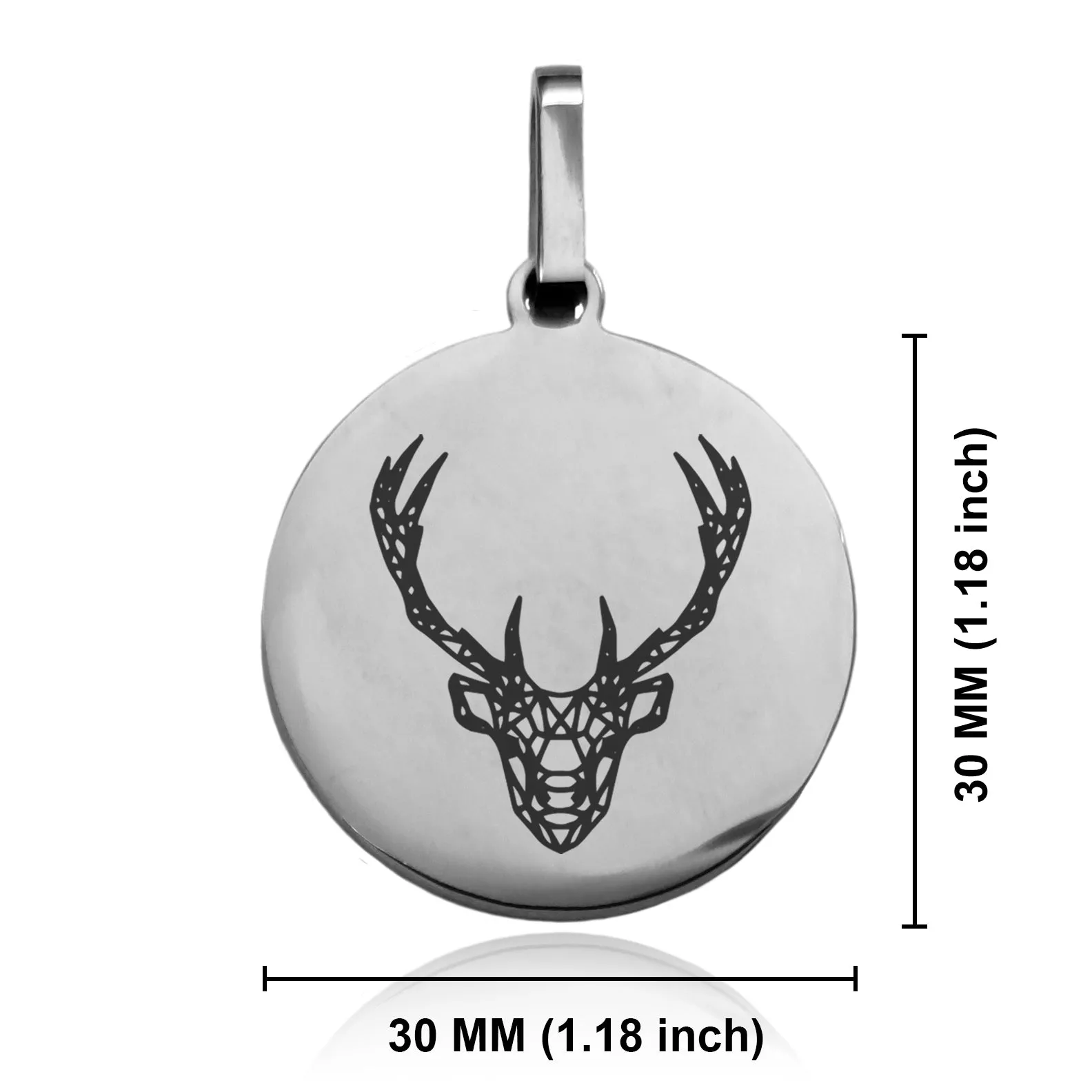 Stainless Steel Geometric Polygon Deer Round Medallion Pendant
