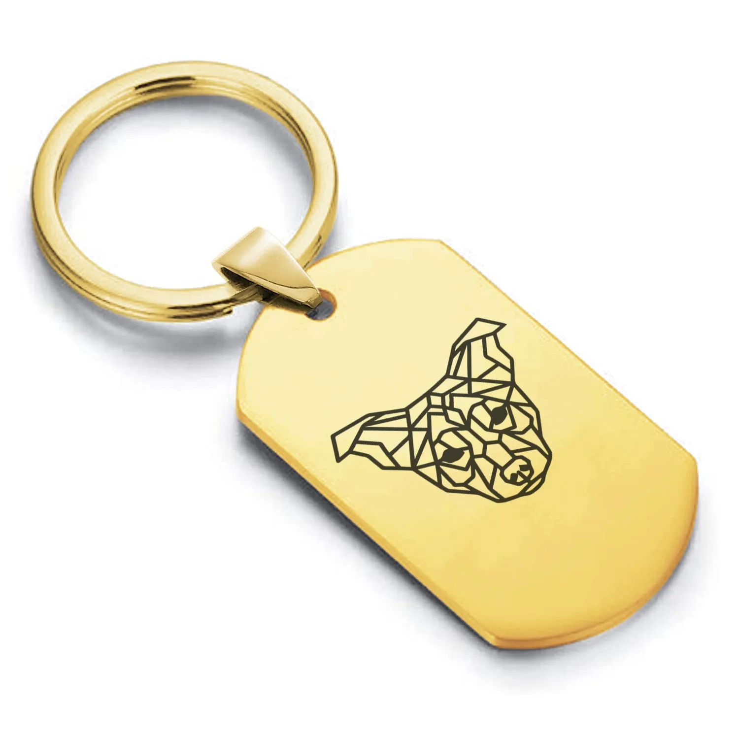 Stainless Steel Geometric Polygon Dog Dog Tag Keychain