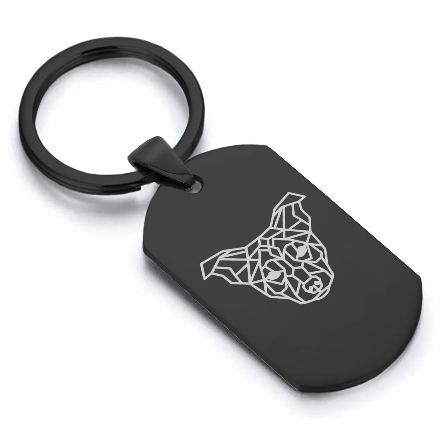 Stainless Steel Geometric Polygon Dog Dog Tag Keychain