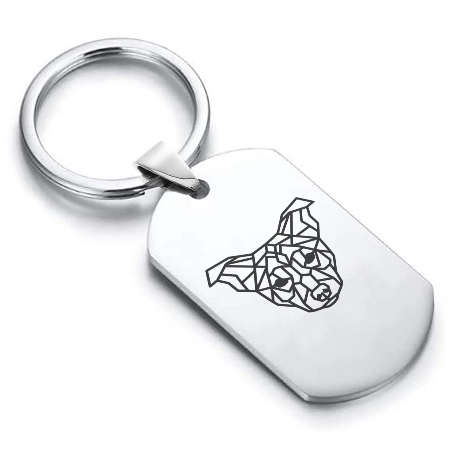 Stainless Steel Geometric Polygon Dog Dog Tag Keychain