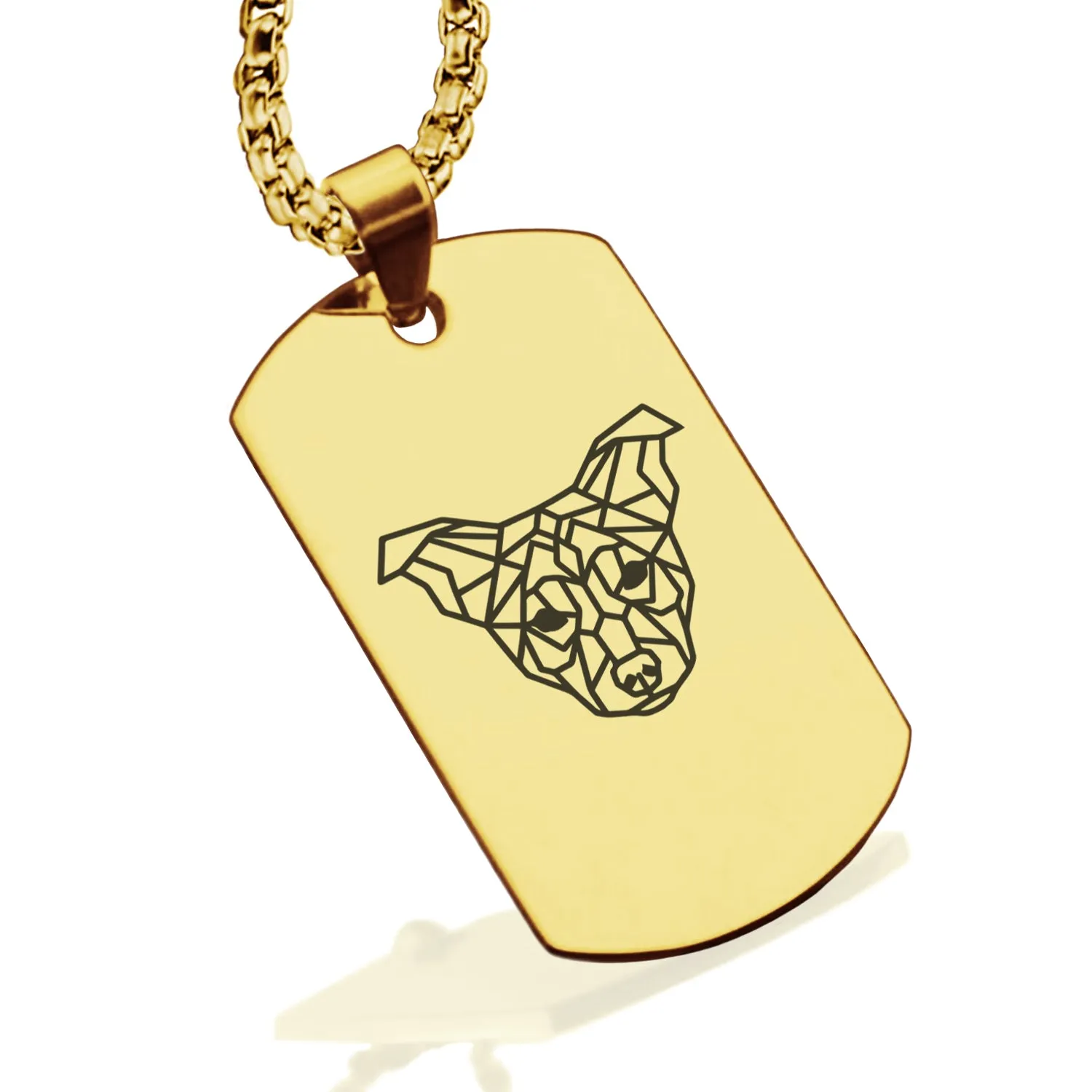 Stainless Steel Geometric Polygon Dog Dog Tag Pendant