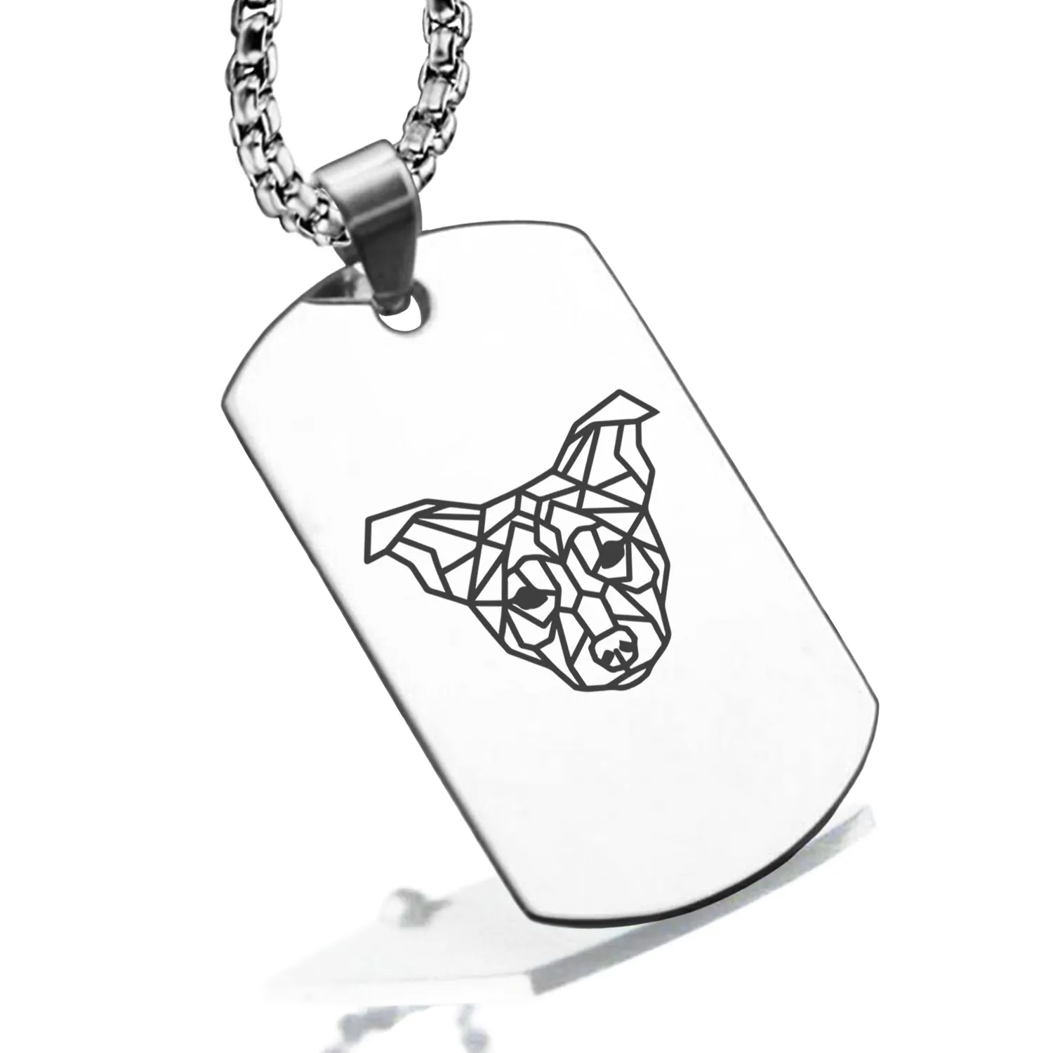 Stainless Steel Geometric Polygon Dog Dog Tag Pendant