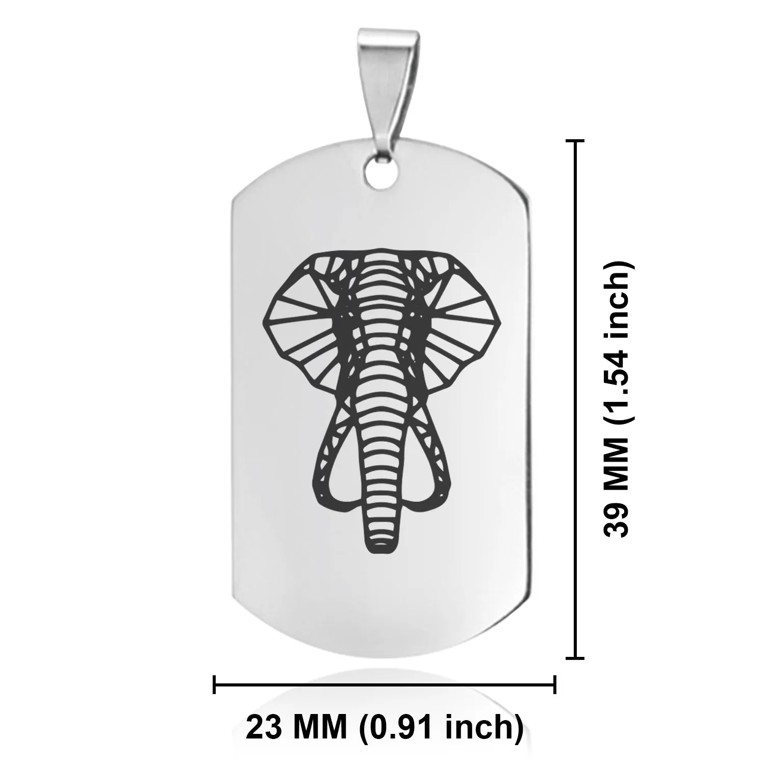 Stainless Steel Geometric Polygon Elephant Dog Tag Keychain