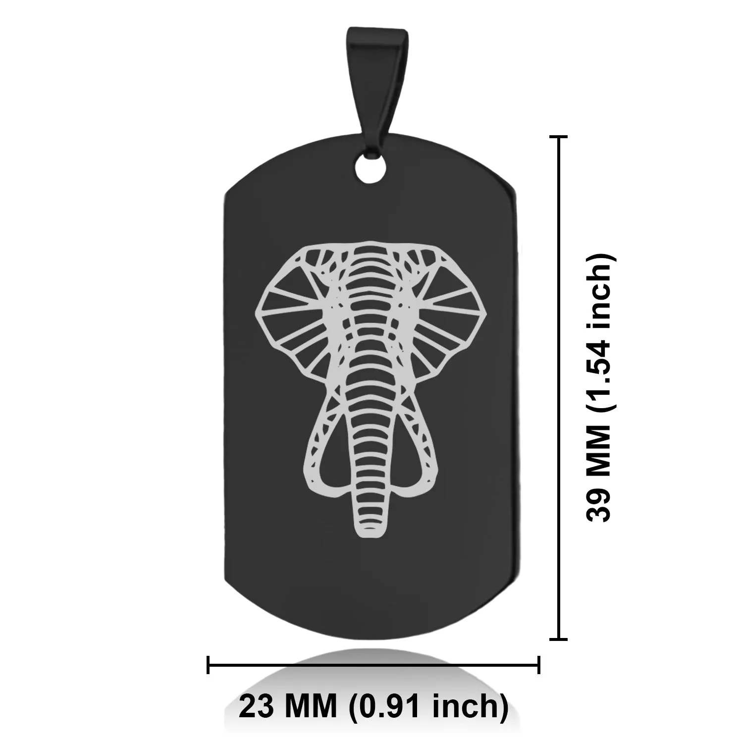 Stainless Steel Geometric Polygon Elephant Dog Tag Keychain