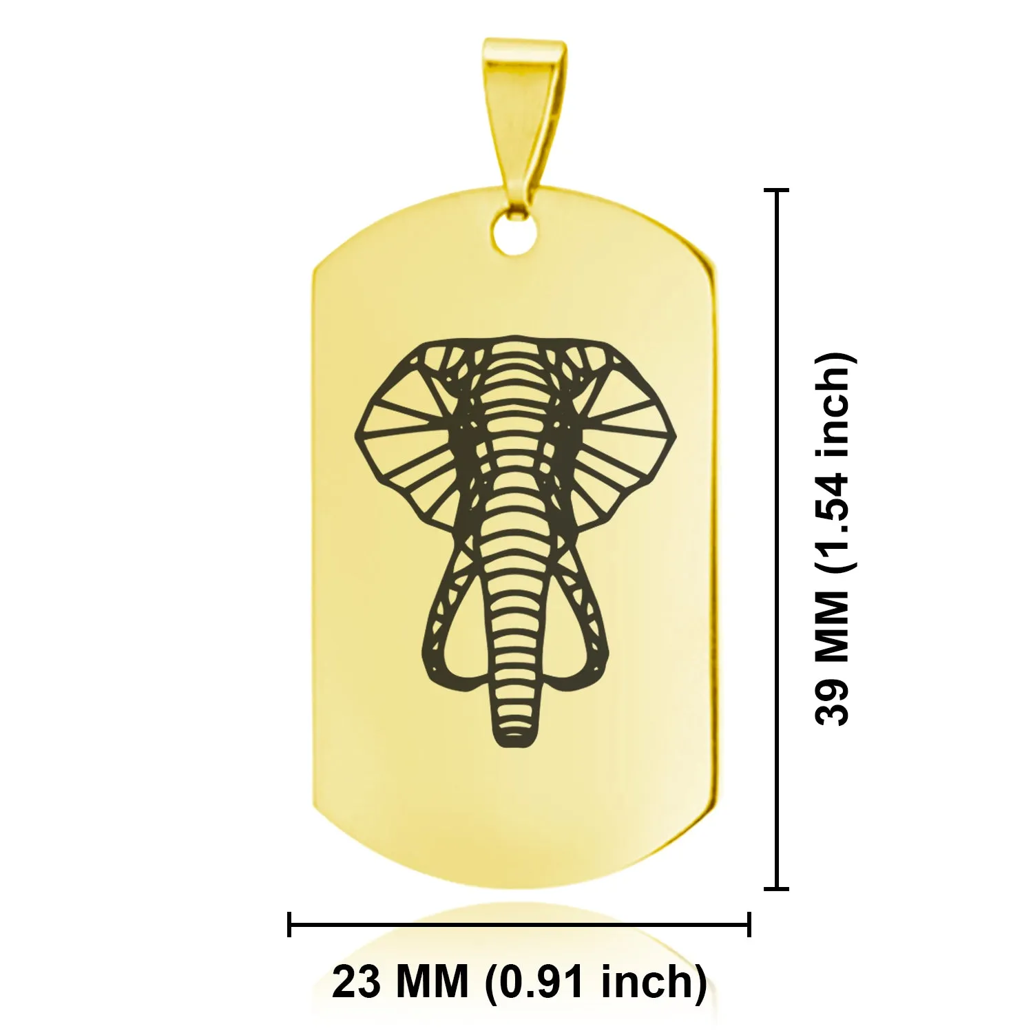 Stainless Steel Geometric Polygon Elephant Dog Tag Keychain