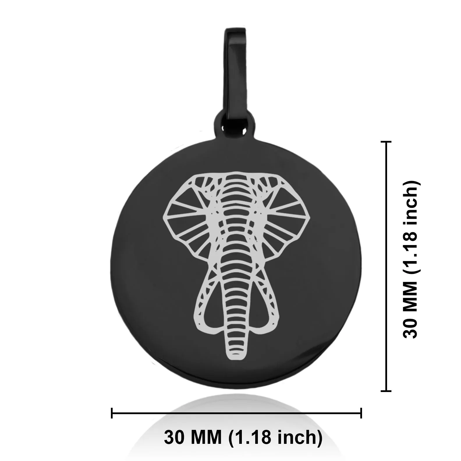 Stainless Steel Geometric Polygon Elephant Round Medallion Pendant