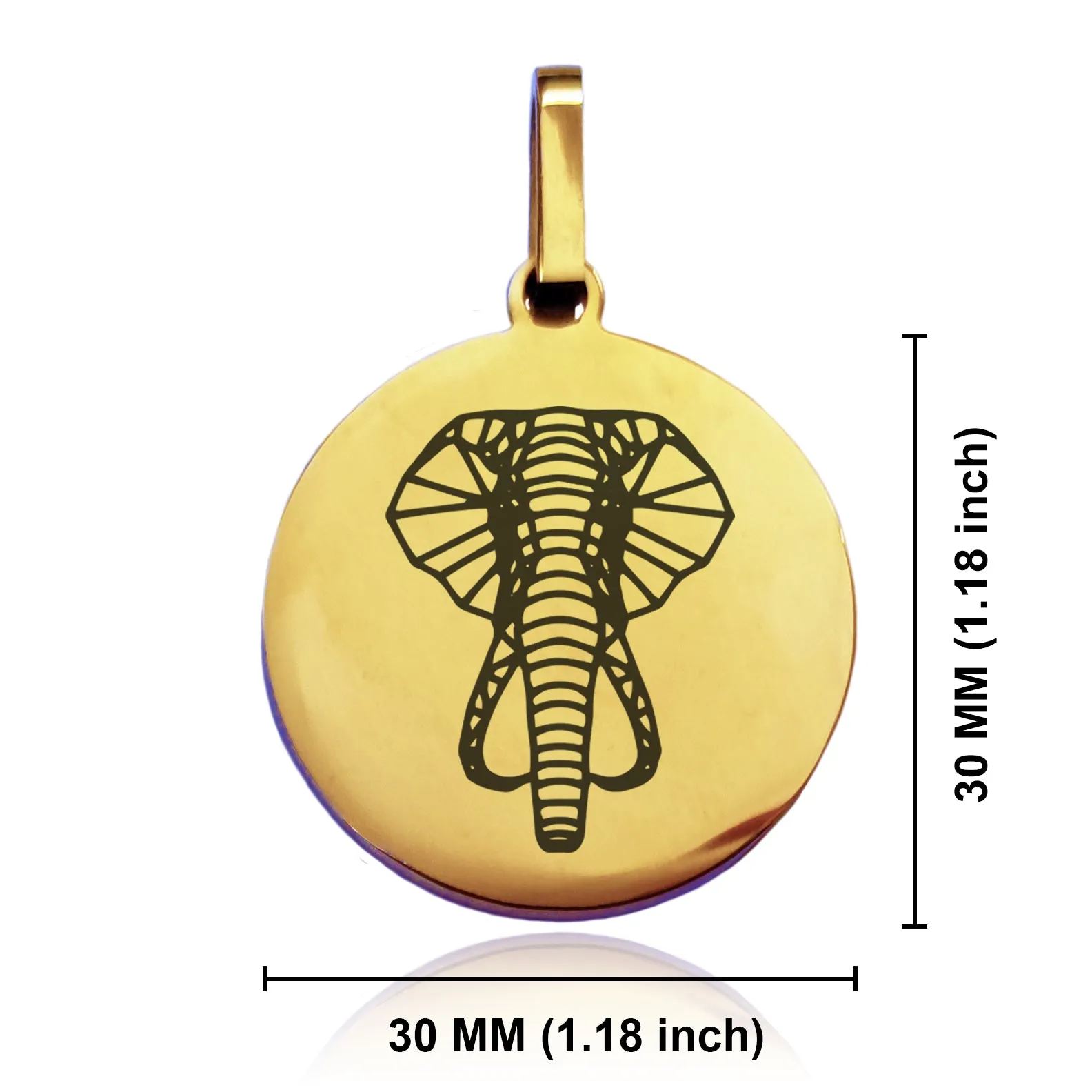 Stainless Steel Geometric Polygon Elephant Round Medallion Pendant