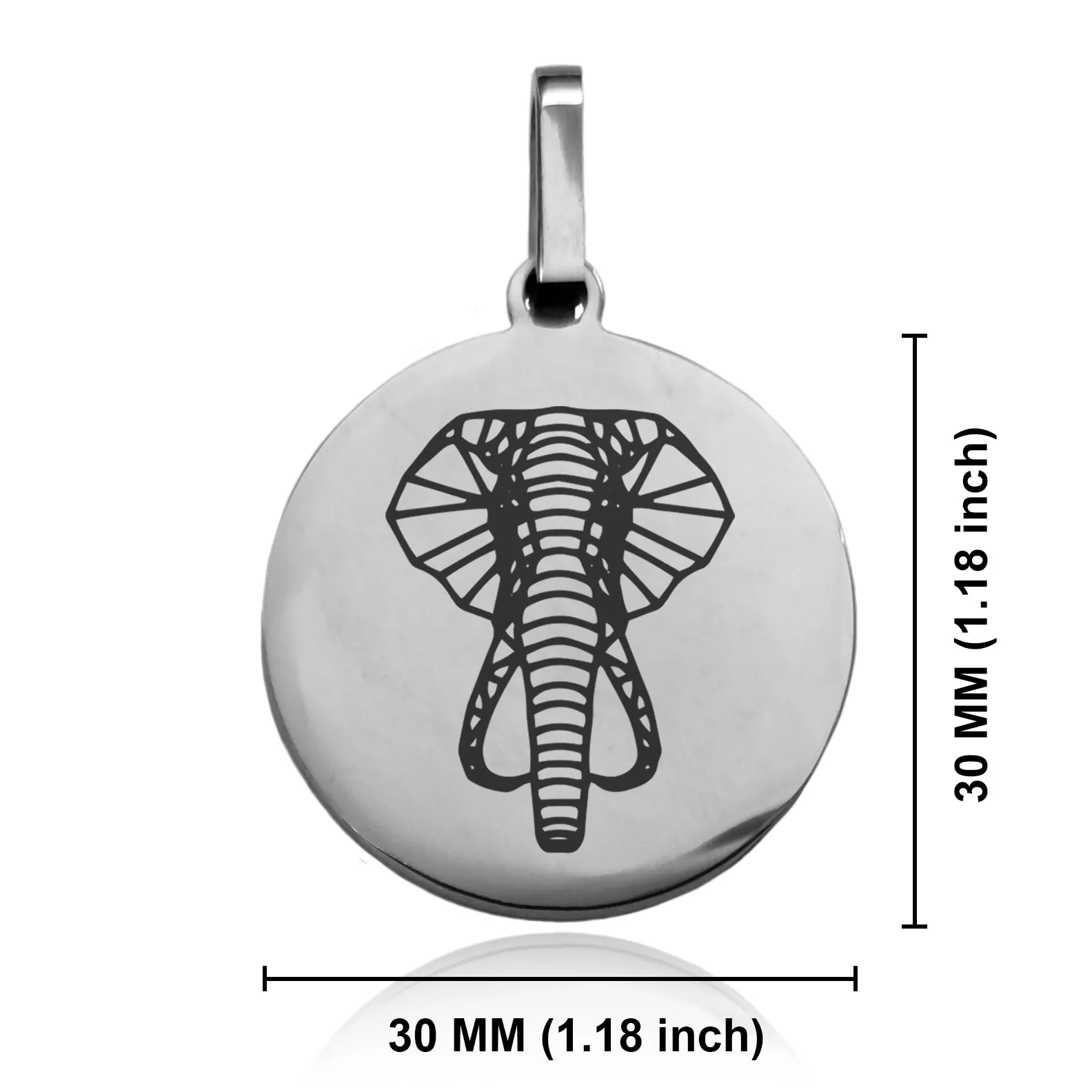 Stainless Steel Geometric Polygon Elephant Round Medallion Pendant