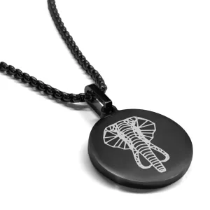 Stainless Steel Geometric Polygon Elephant Round Medallion Pendant