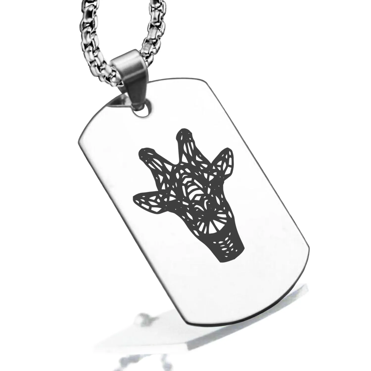 Stainless Steel Geometric Polygon Giraffe Dog Tag Pendant
