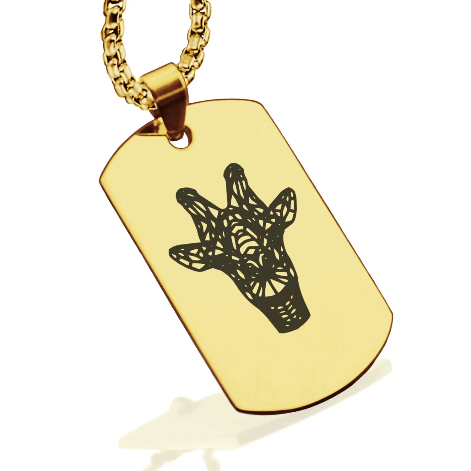 Stainless Steel Geometric Polygon Giraffe Dog Tag Pendant