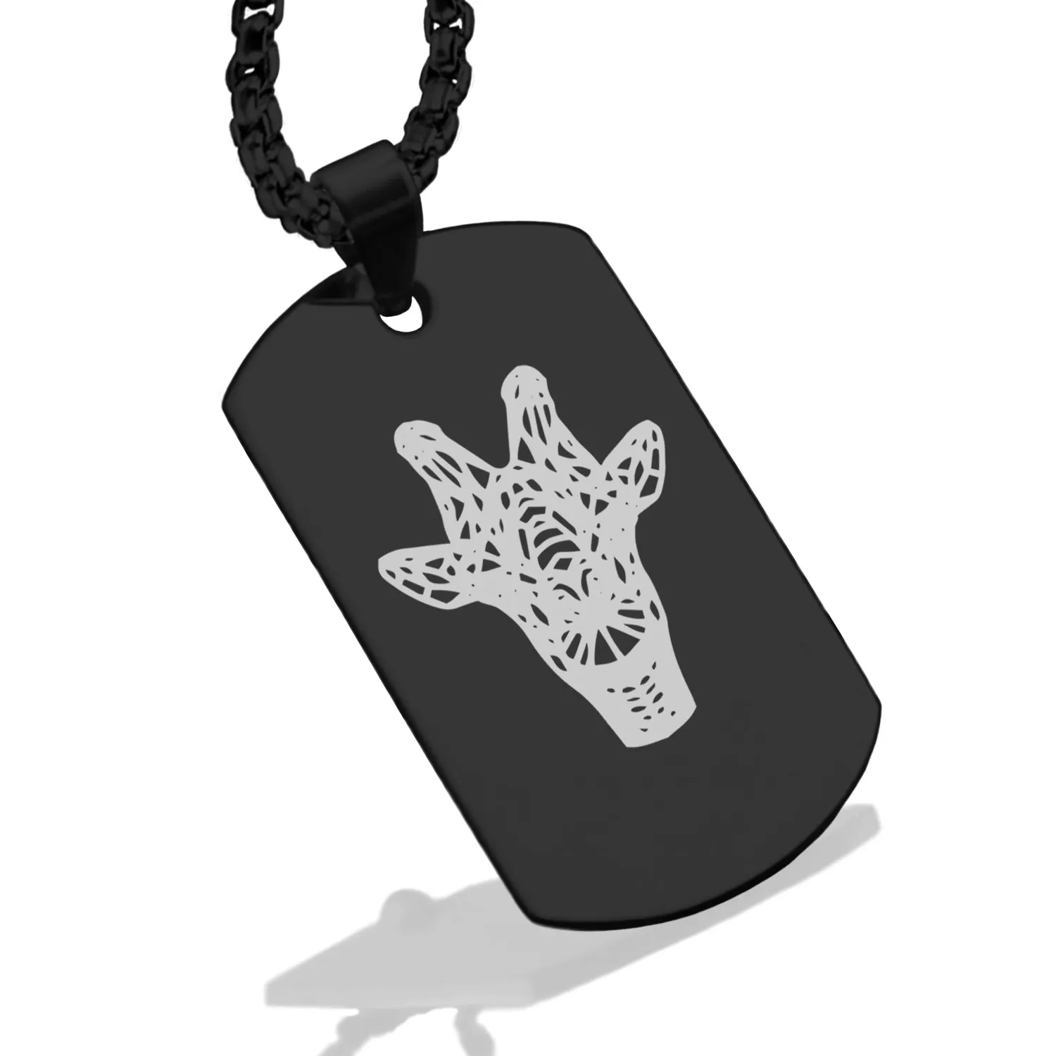 Stainless Steel Geometric Polygon Giraffe Dog Tag Pendant