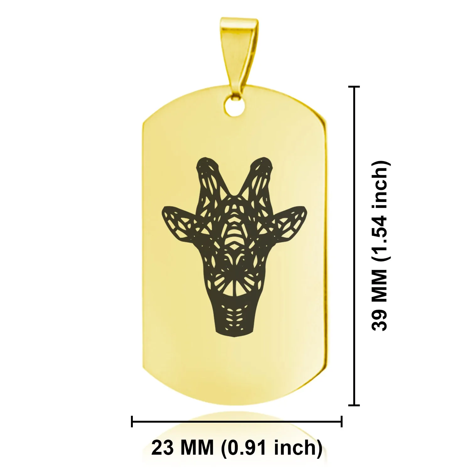Stainless Steel Geometric Polygon Giraffe Dog Tag Pendant