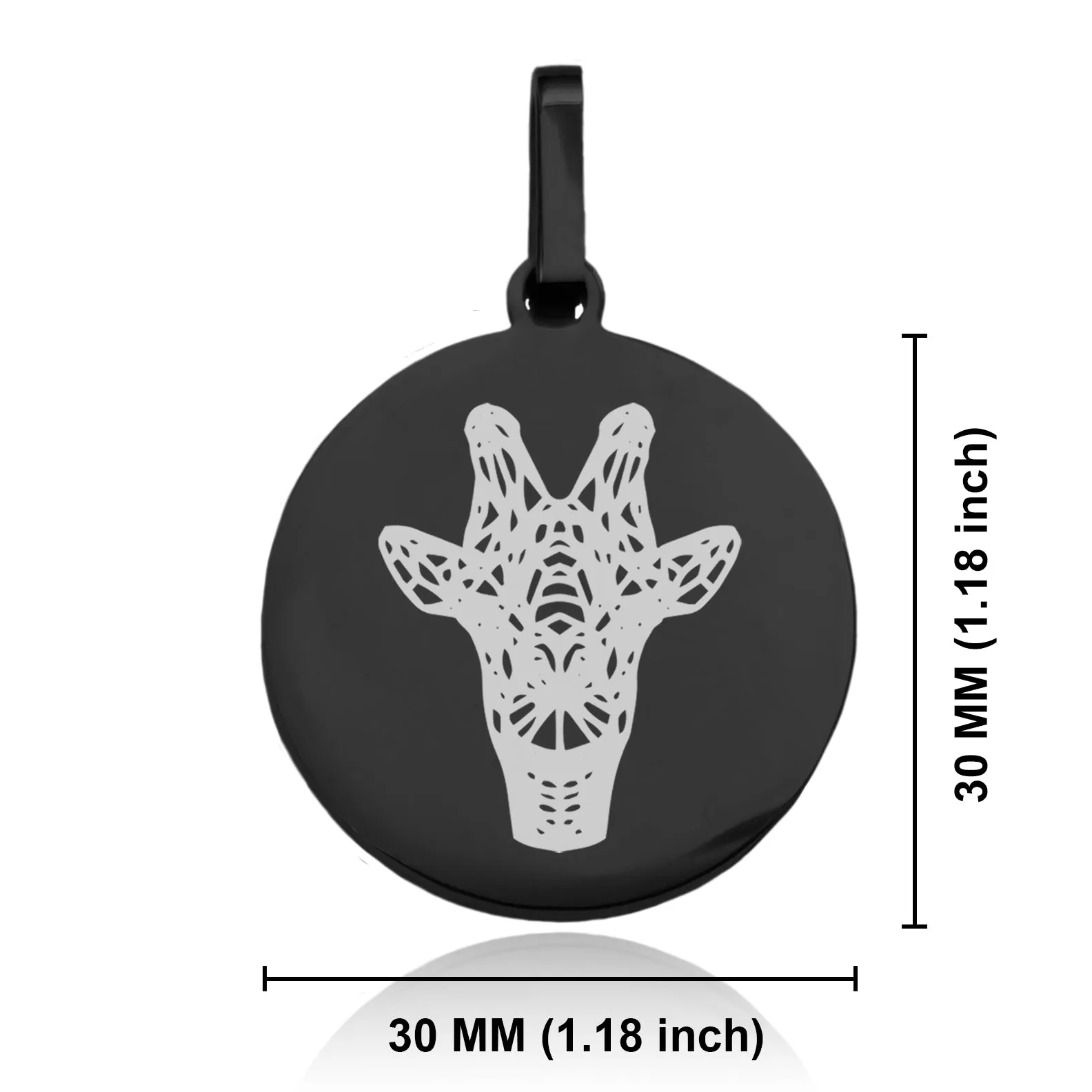 Stainless Steel Geometric Polygon Giraffe Round Medallion Keychain