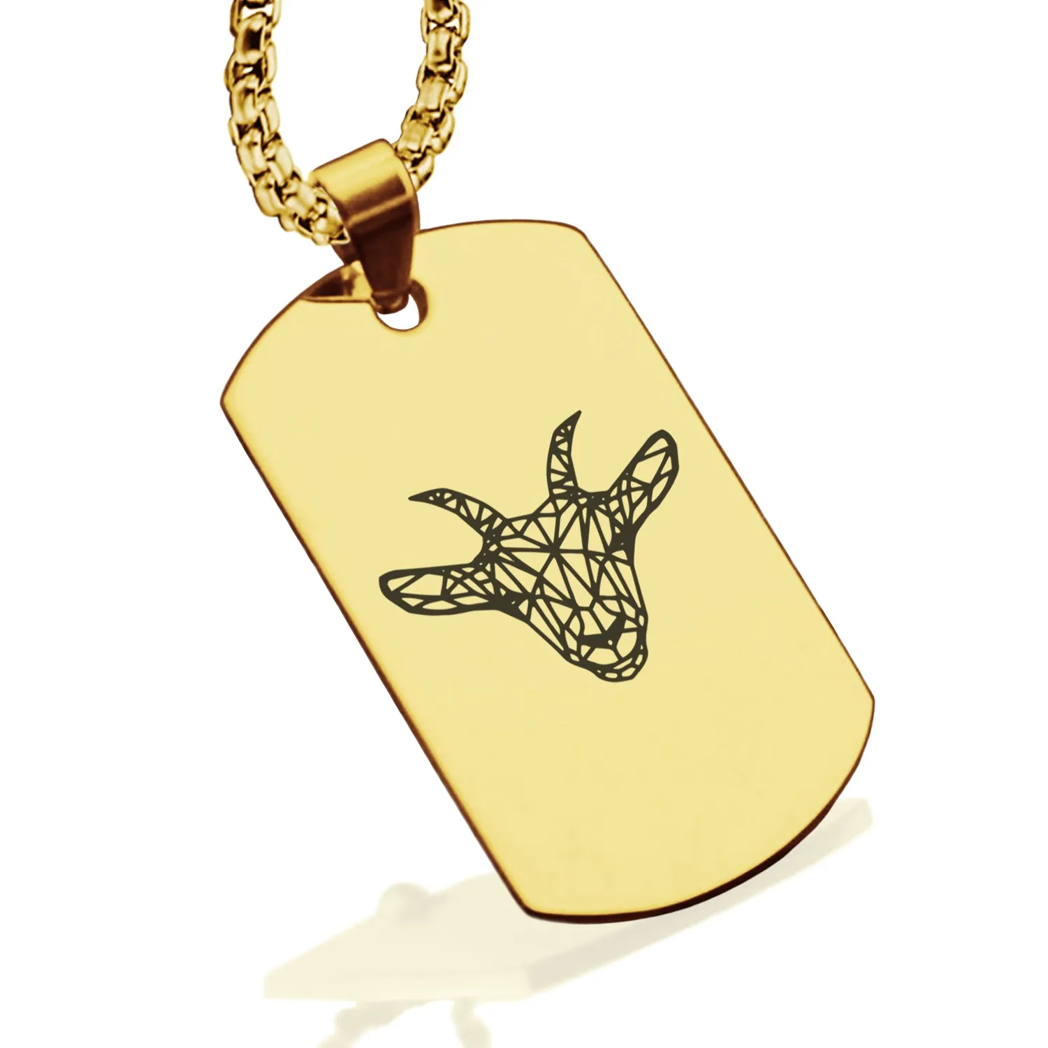 Stainless Steel Geometric Polygon Goat Dog Tag Pendant