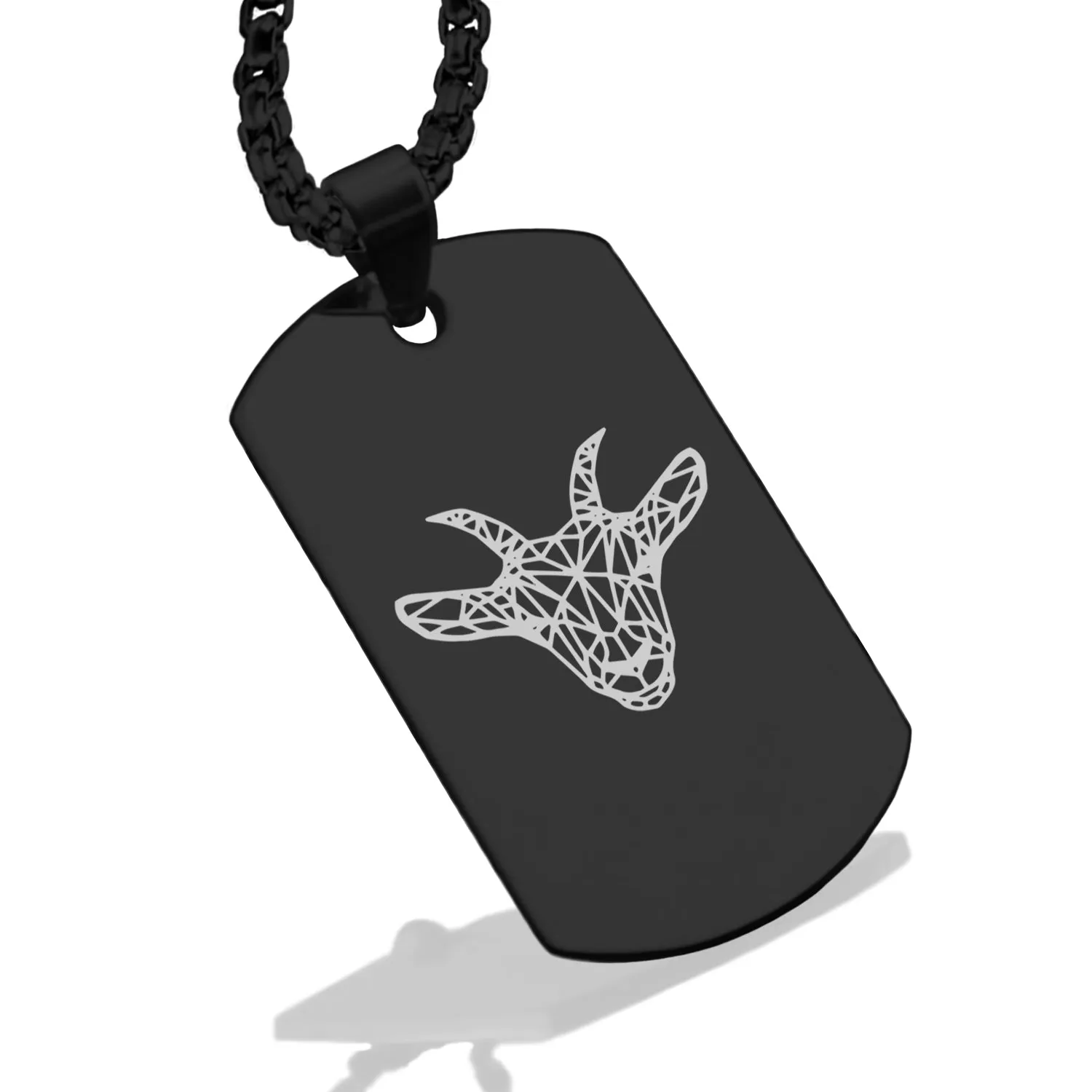 Stainless Steel Geometric Polygon Goat Dog Tag Pendant