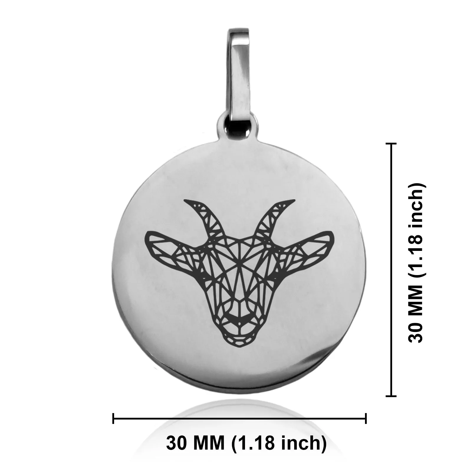 Stainless Steel Geometric Polygon Goat Round Medallion Pendant
