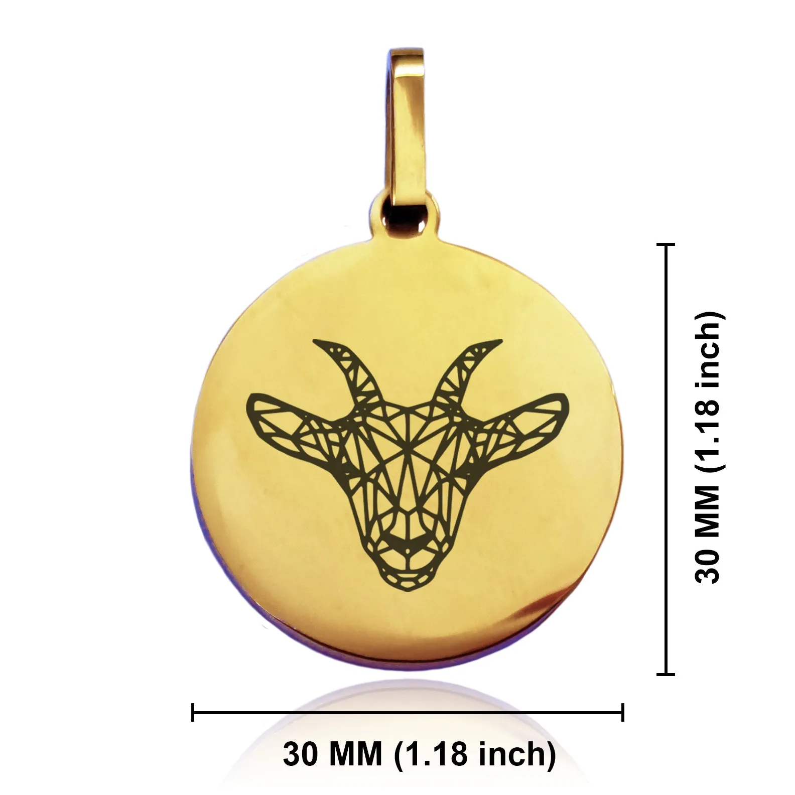 Stainless Steel Geometric Polygon Goat Round Medallion Pendant