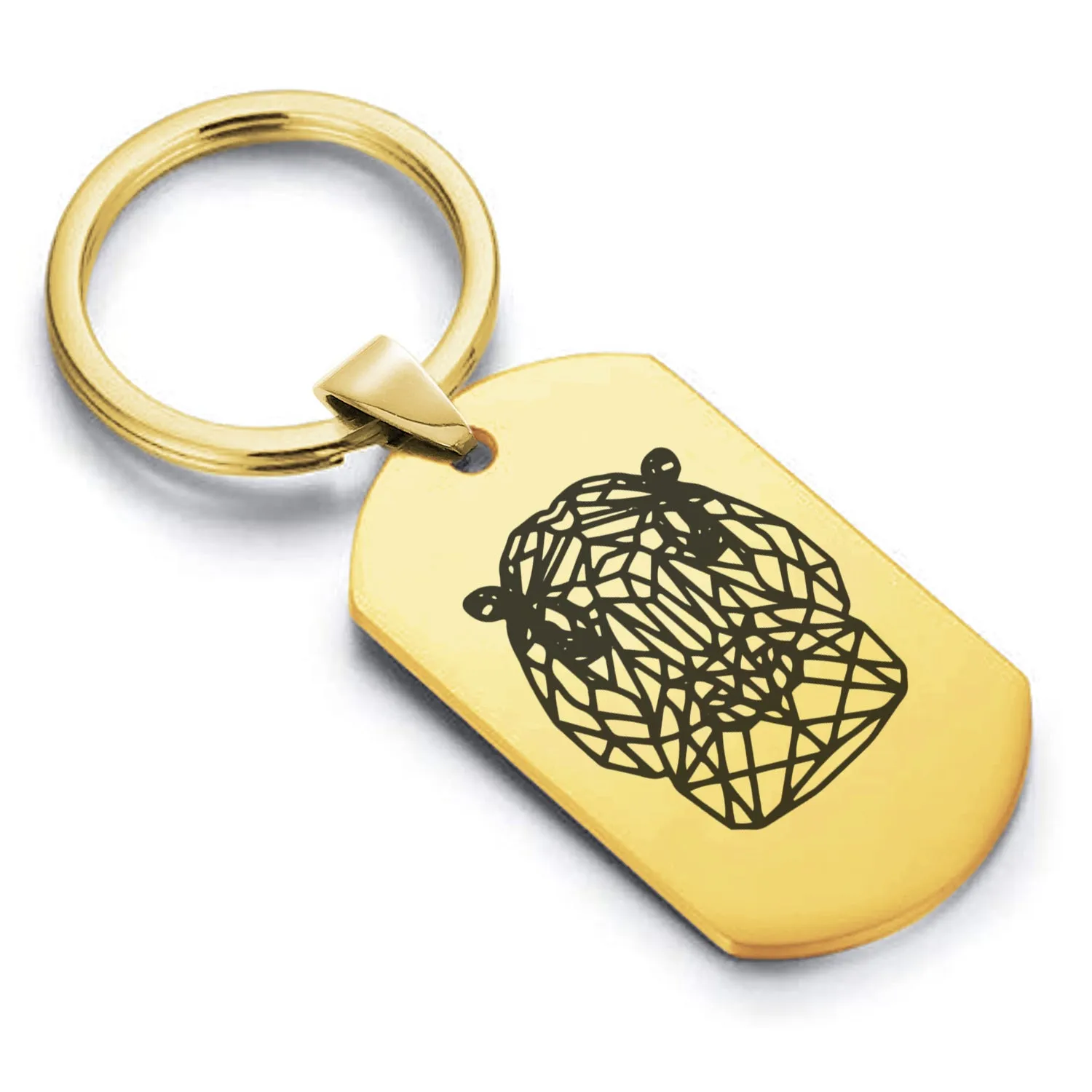 Stainless Steel Geometric Polygon Hippo Dog Tag Keychain