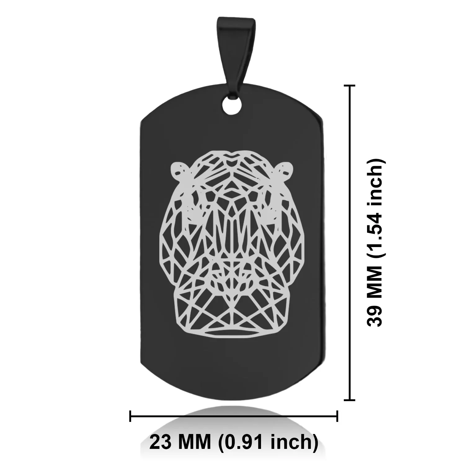 Stainless Steel Geometric Polygon Hippo Dog Tag Keychain