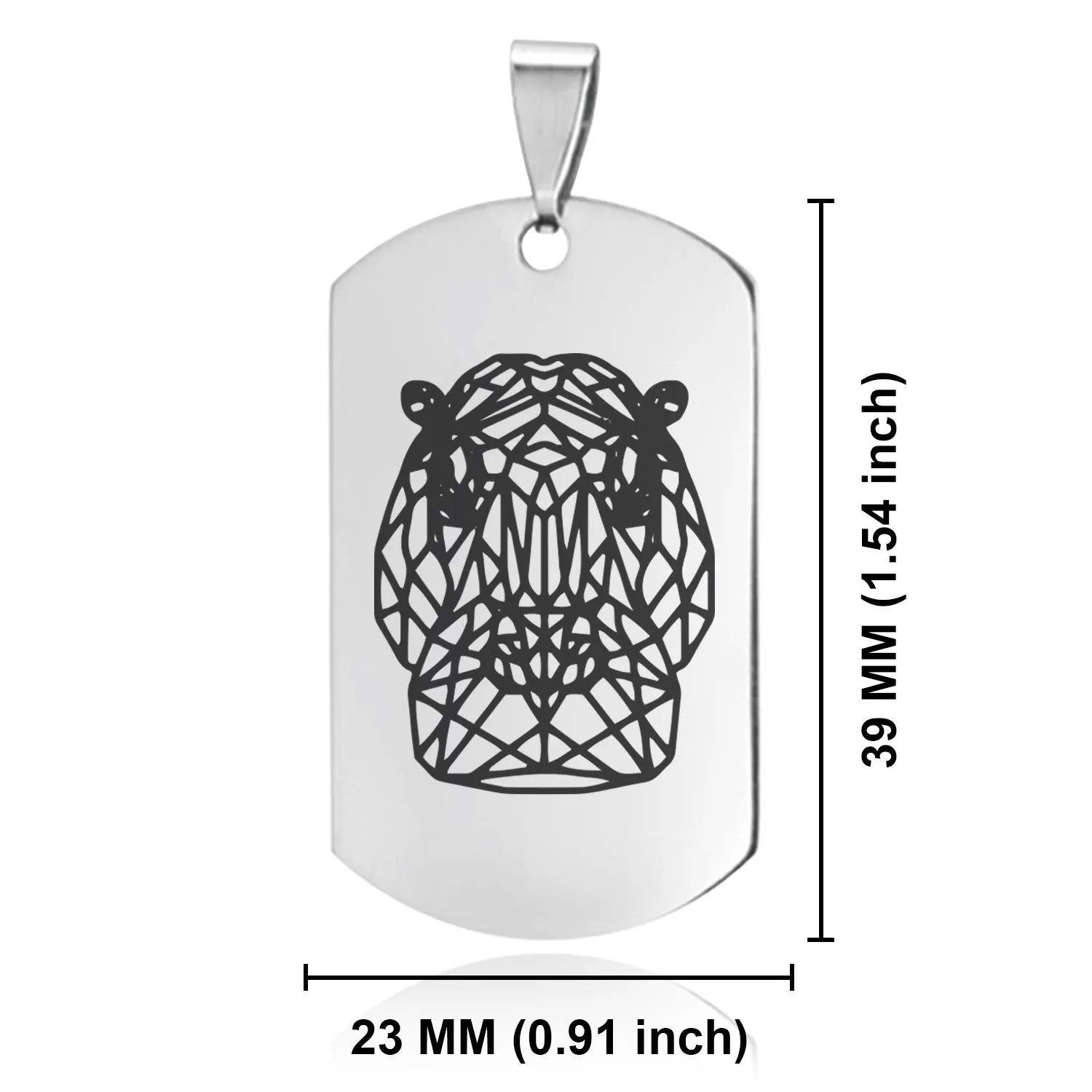 Stainless Steel Geometric Polygon Hippo Dog Tag Keychain