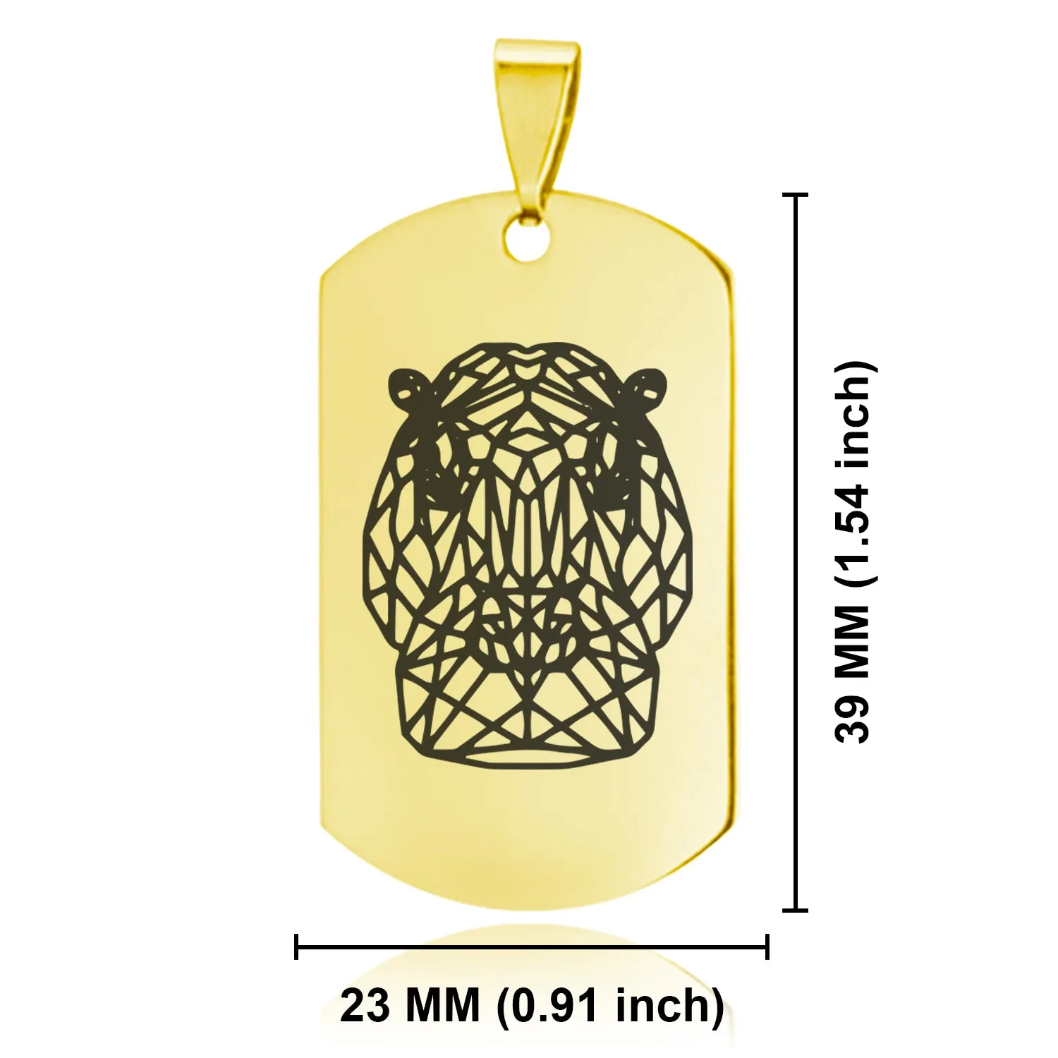 Stainless Steel Geometric Polygon Hippo Dog Tag Keychain