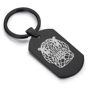 Stainless Steel Geometric Polygon Hippo Dog Tag Keychain