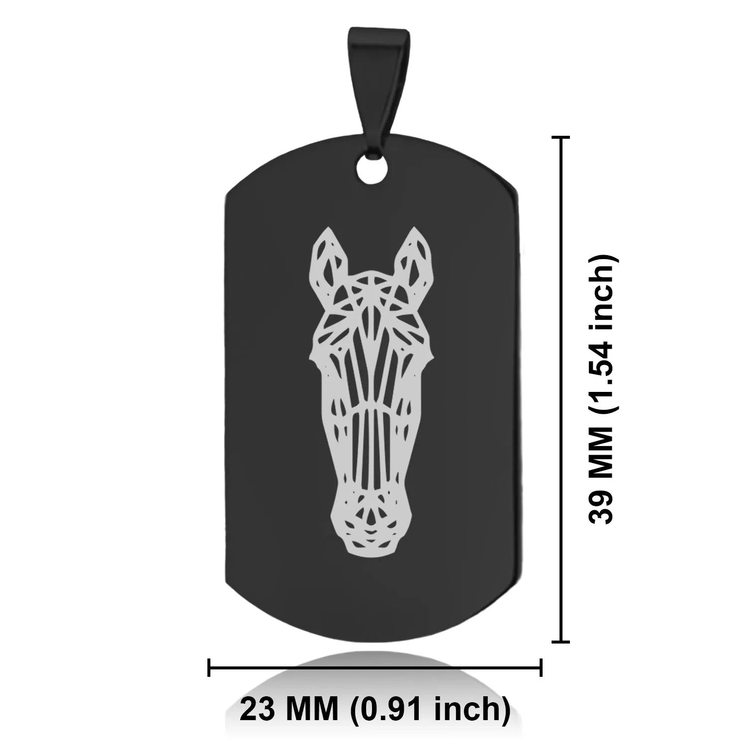 Stainless Steel Geometric Polygon Horse Dog Tag Keychain