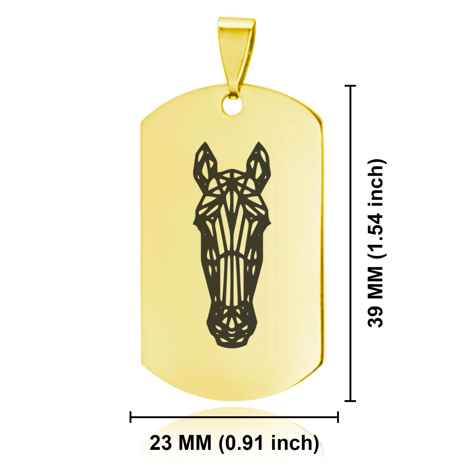 Stainless Steel Geometric Polygon Horse Dog Tag Keychain