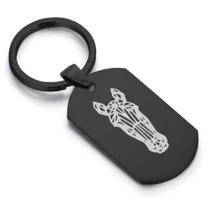 Stainless Steel Geometric Polygon Horse Dog Tag Keychain