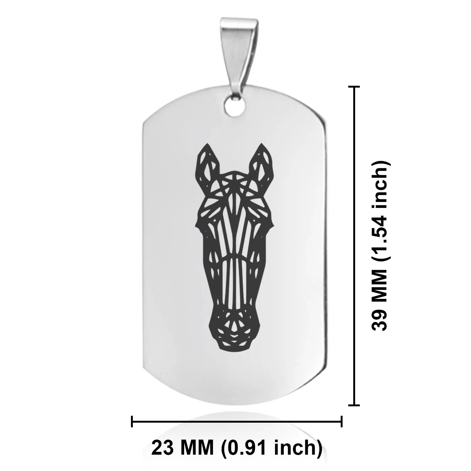 Stainless Steel Geometric Polygon Horse Dog Tag Keychain
