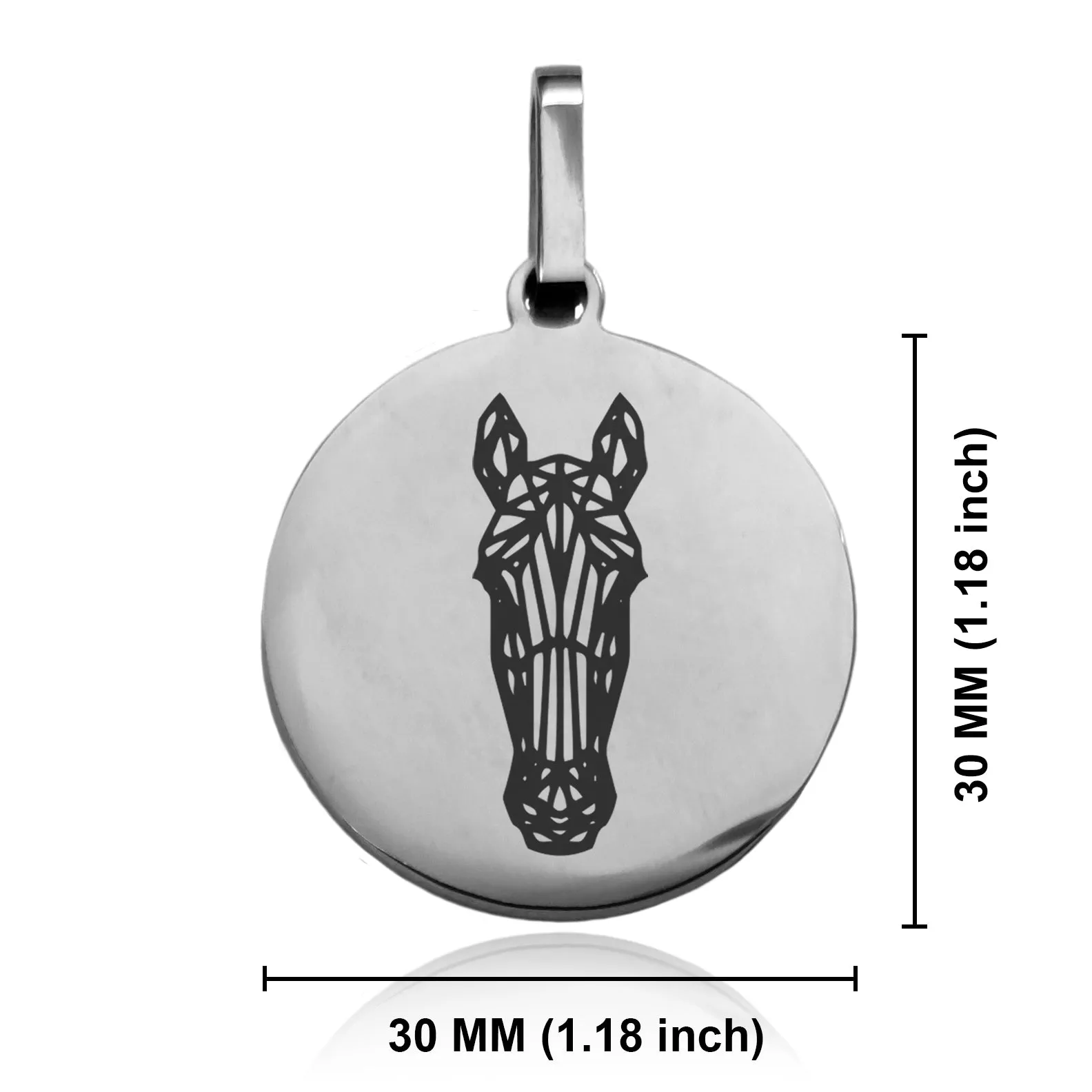 Stainless Steel Geometric Polygon Horse Round Medallion Keychain