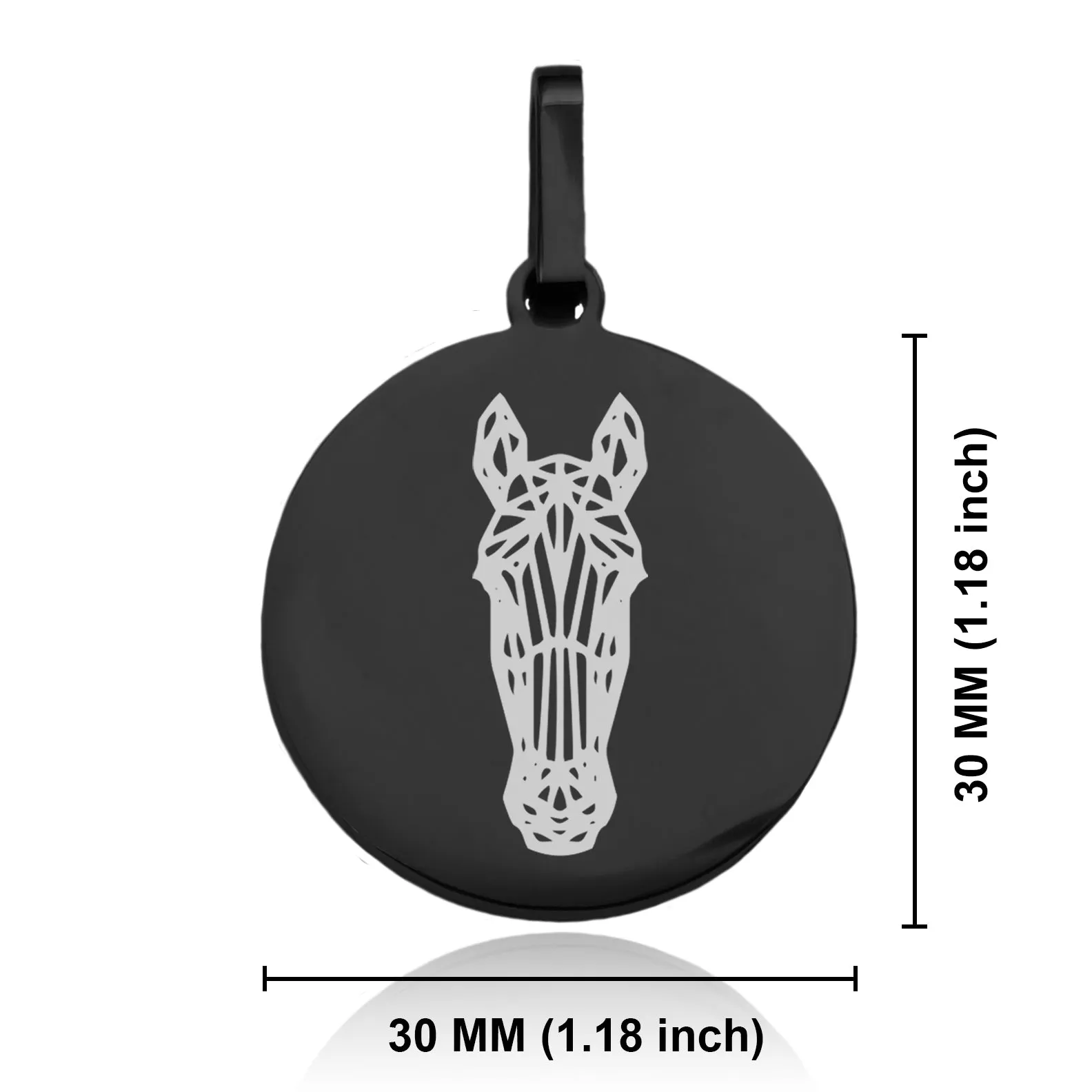 Stainless Steel Geometric Polygon Horse Round Medallion Keychain