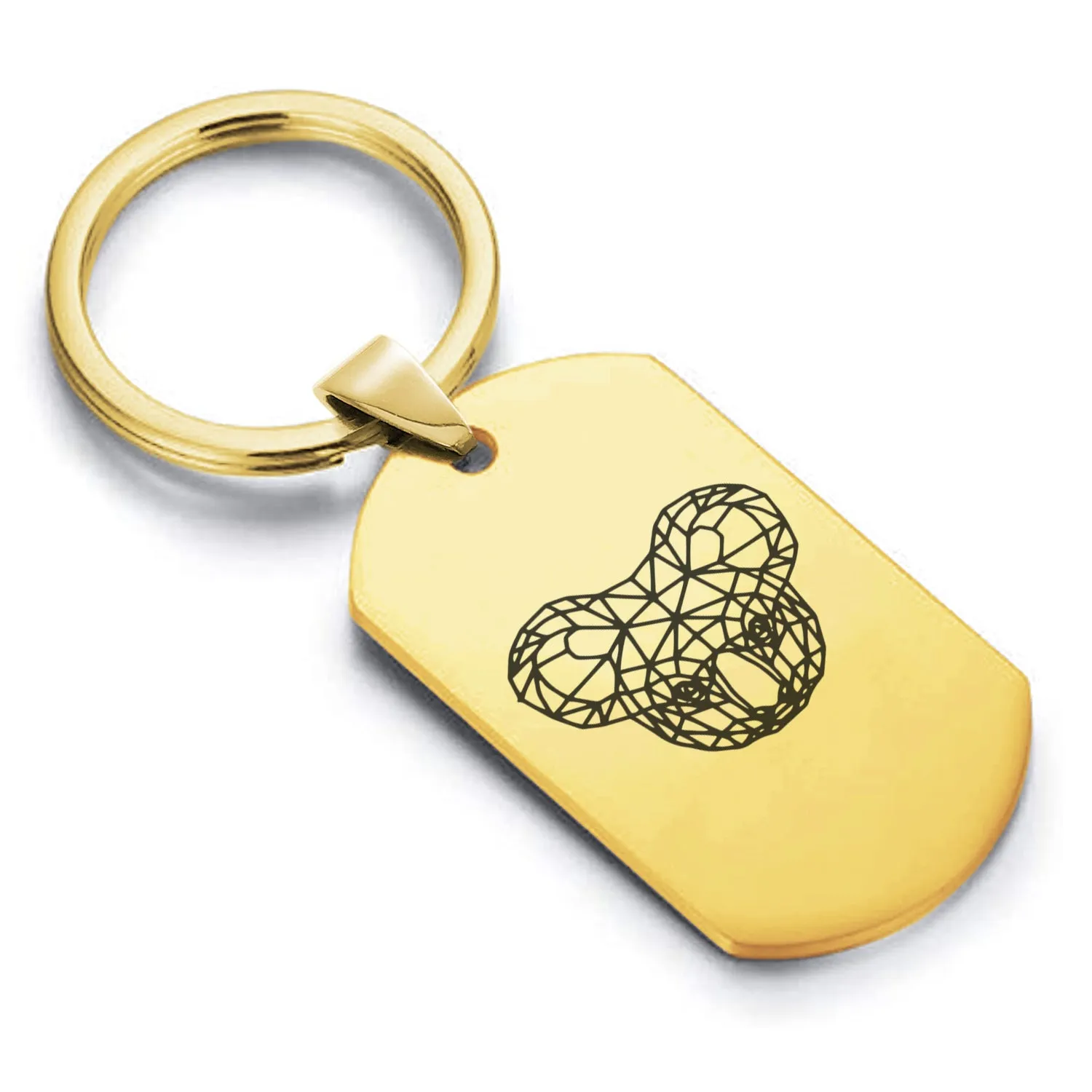 Stainless Steel Geometric Polygon Koala Dog Tag Keychain