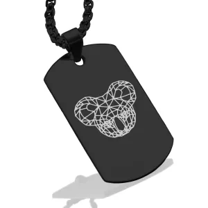 Stainless Steel Geometric Polygon Koala Dog Tag Pendant